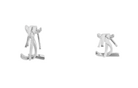 SAINT LAURENT Brass Stud Earrings Women's Silver