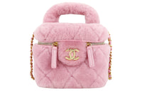 CHANEL Wool Plush Box Bag Handbag Shoulder Bag Crossbody Bag Mini Women's Pink