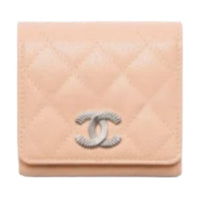 CHANEL Calfskin Wallet Women's Beige