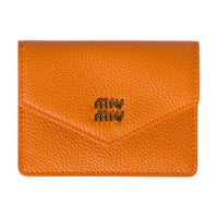 MIU MIU Cow Leather Card Holder Women's Orange