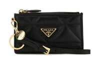 PRADA Leather Card Holder Women's Black