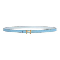 HERMES Calfskin Leather Belts Women's Blue Width 1.3CM