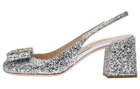 MIU MIU Chunky Heel High Heels 6.5cm Women's Silver