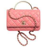 CHANEL Lambskin Shoulder Bag Crossbody Bag Handbag Women's Pink