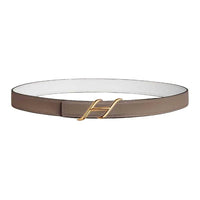 HERMES Calfskin Leather Belts Women's Brown Width 2.4CM