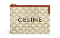 CELINE Triomphe Sheepskin Wallets Clutches Small Size Women's Candy Color/White