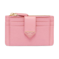 PRADA Leather Card Clip Card Holder Women's Petal Pink