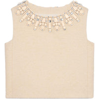 CELINE Embroidered Top In Bouclette Natté