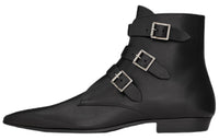 SAINT LAURENT Pointed Toe Buckle Strapped Boots