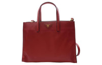 PRADA Cow Leather Shoulder Bag Crossbody Bag Handbag Women's Red