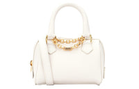 CELINE Leather Handbag Boston Bag Shoulder Bag Crossbody Bag Mini Women's White