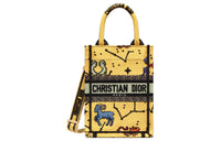 DIOR BookTote Embroidery Handbag Mini Women's Yellow