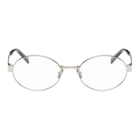 SAINT LAURENT Metal Acetate Oval Eyeglass Frames Men's Silver