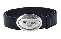 PRADA Cow Leather Belts Men's Black 3.5