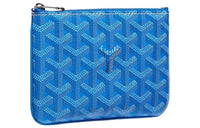 GOYARD SENAT Canvas With Calfskin Wallet Card Holder Clutch Mini Unisex Blue