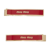 MIU MIU Enamel Brass Hair Clips Women's Red