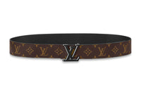 LOUIS VUITTON Logo Double-Sided Patch Smooth Buckle Leather Belts Unisex Brown Width: 4cm