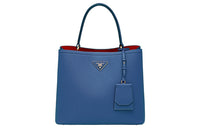PRADA Saffiano Leather Shoulder Bag Crossbody Bag Handbag Large Size Women's Cornflower Blue