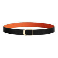 HERMES Double-Sided Design Smooth Buckle Calfskin Brass Leather Belts Men's Black/Orange Width: 3.2CM