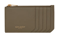 SAINT LAURENT Cow Leather Card Holder Men's Brown Green