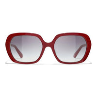 CHANEL Acetate Metal Square Sunglasses Women's Red