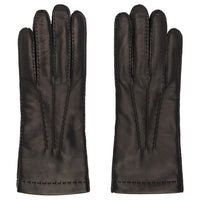 MIU MIU Leather Knitted Fabric Cashmere Gloves Women's Brown