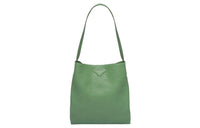 PRADA Leather Tote Bag Shopping Bag Shoulder Bag Handbag Men's Gray Green