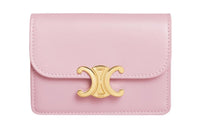 CELINE Triomphe Cow Leather Card Holder Women's Light Pink