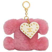 CELINE Triomphe Pom pom Keyring With Heart In Shearling And Calfskin