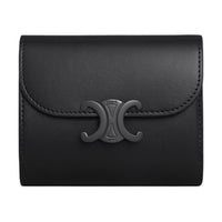 CELINE Triomphe Calfskin Wallet Small Size Women's Black