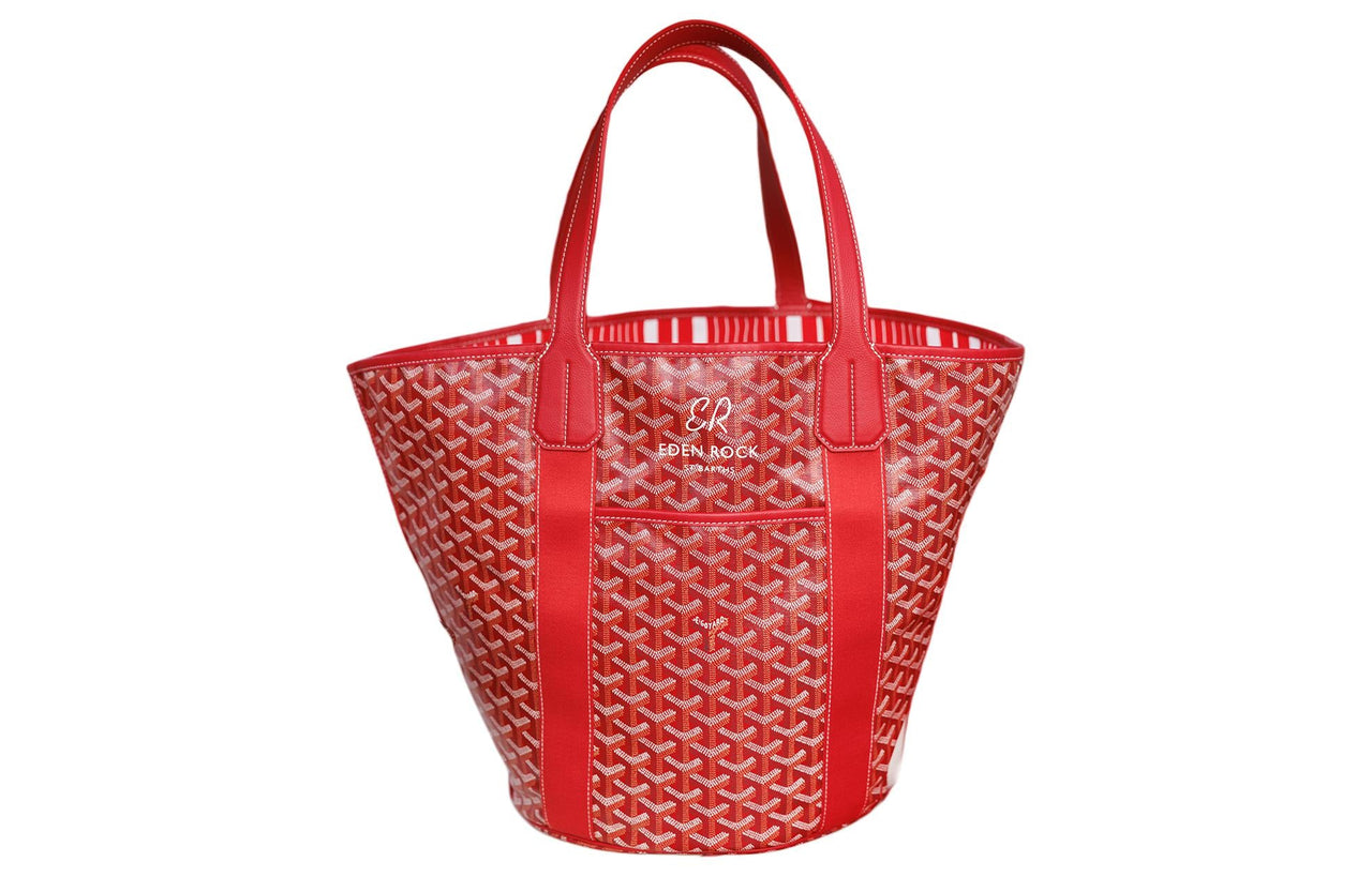 GOYARD Belharra Canvas With Leather Tote Bag Shopping Bag Bucket Bag Basket Bag Handbag Large Size Women's Red