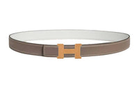 HERMES Double-Sided H Design Smooth Buckle Leather Belts Women's Width 2.4CM