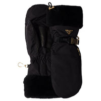 PRADA Sheepskin Knit Gloves Women's Black