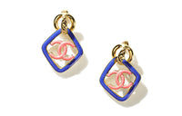 CHANEL Clip-On Earrings Women's Pink/Blue