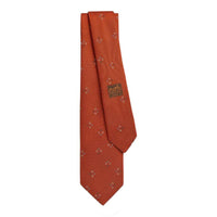 HERMES Ties Men's Orange/White/Marine