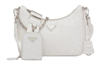 PRADA Ostrich Leather Shoulder Bag Handbags Shoulder Bags Women's White