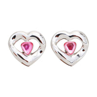 SAINT LAURENT Pre Owned Heart Rhinestone Clip on Earrings