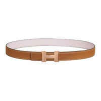 HERMES Calfskin Leather Belts Women's Brown Width 2.4CM
