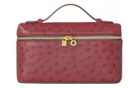 Loro Piana ExtraPocket Ostrich Leather Portable One Shoulder Crossbody Clutches Regular Women's Burgundy Red