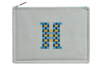 HERMES H Tissage Cotton Canvas Storage Bag, Canvas Bag, Clutch Unisex Blue