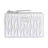 MIU MIU Matelassé Lambskin Wallet Women's Silver