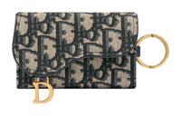 DIOR Oblique Jacquard Fabric Key Pouch Women's Brown & Beige