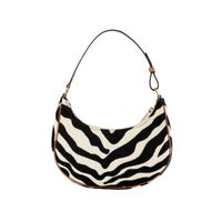CELINE AVA Textile Calfskin Handbag Women's Black