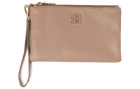 MIU MIU Leather Clutch Women's Sand Pink