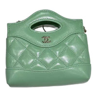 CHANEL Lambskin Shoulder Bag Crossbody Bag Handbag Mini Women's Green