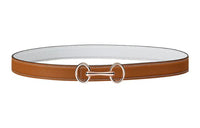 HERMES Heritage Buckle Gold Smooth Buckle Calfskin Double Sided Leather Belts Women's Brown Width 24mm