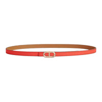 HERMES Calfskin, Metal Pink Gold Women's Brown Width 1.3CM