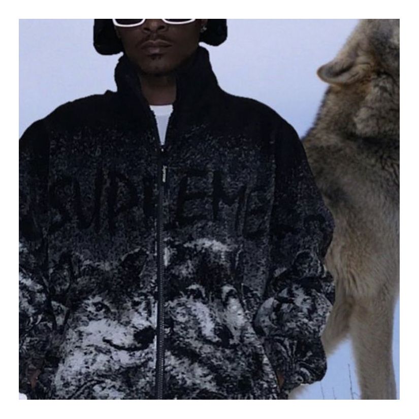 Supreme Wolf Fleece Jacket 'Black White' SUP-SS19-448