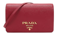 PRADA Leather Crossbody Bag Shoulder Bag Mini Women's Red