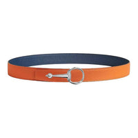 HERMES Calfskin Leather Belts Unisex Orange Width 3.2CM